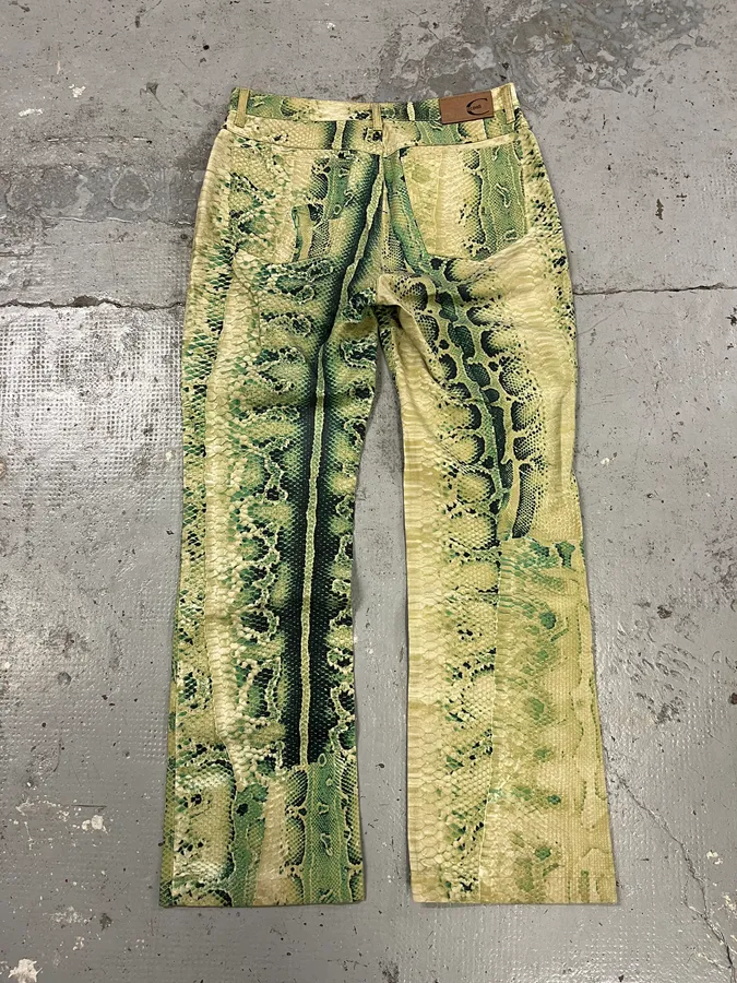 SS2005 Cavalli Python Print Green Acid Pants - Image 8