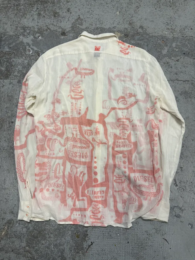 SS2005 Diesel White & Red Light Crazy Shirt - Image 4