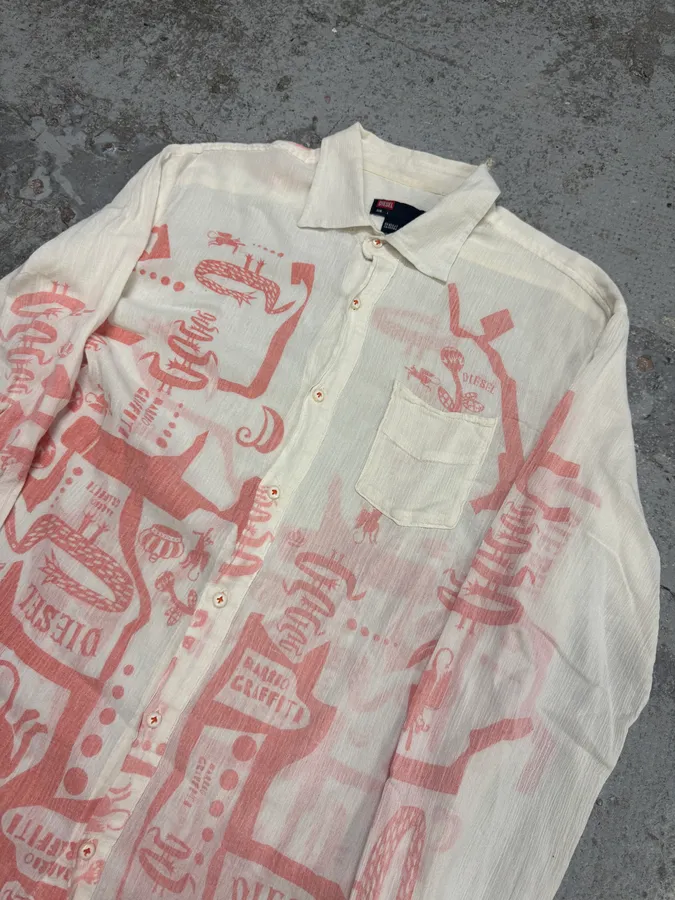 SS2005 Diesel White & Red Light Crazy Shirt - Image 7