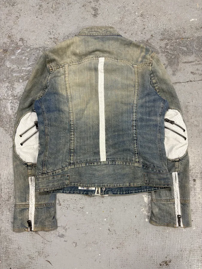 SS2005 Dolce & Gabbana Apocalyptic Biker Denim Jacket - Image 5