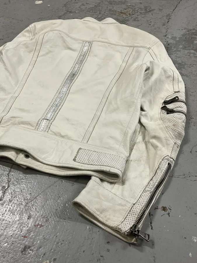 SS2005 Dolce & Gabbana Apocalyptic Biker White Leather Jacket - Image 6