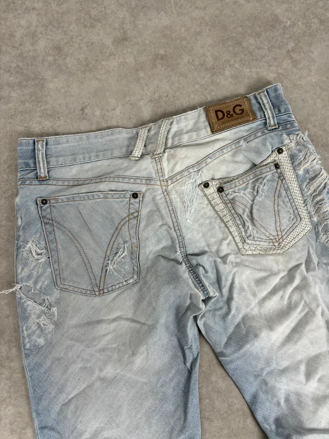 SS2005 Dolce & Gabbana Apocalyptic Blue Python Embossed Denim Jeans - Image 8