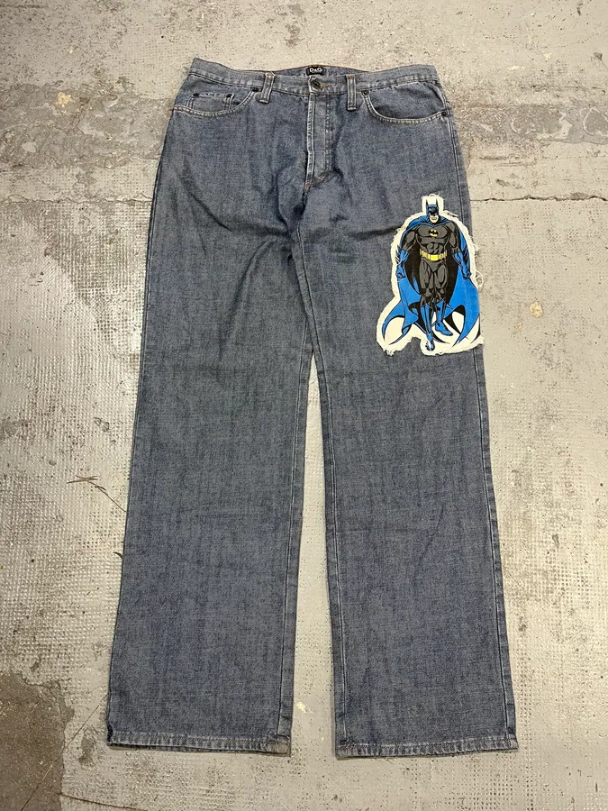 SS2005 Dolce & Gabbana Batman Patch Blue Denim Jeans - Image 5