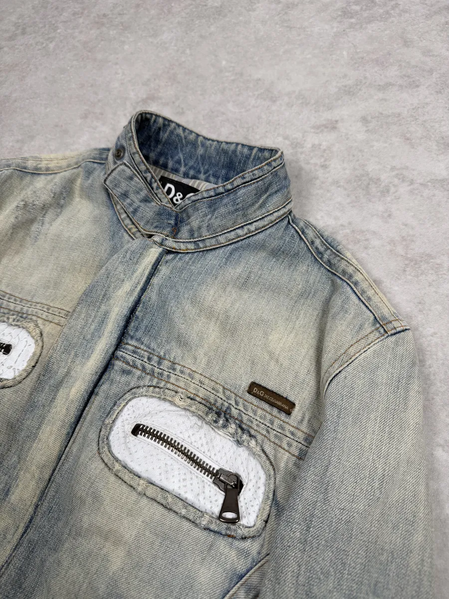 SS2005 Dolce & Gabbana Blue Apocalyptic Denim Jacket - Image 10