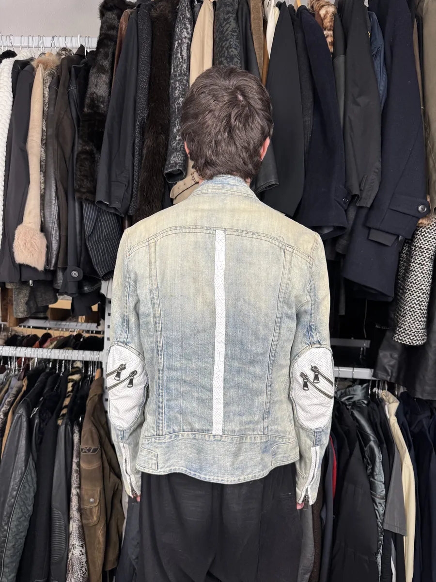 SS2005 Dolce & Gabbana Blue Apocalyptic Denim Jacket - Image 5
