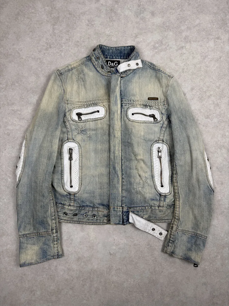 SS2005 Dolce & Gabbana Blue Apocalyptic Denim Jacket - Image 6