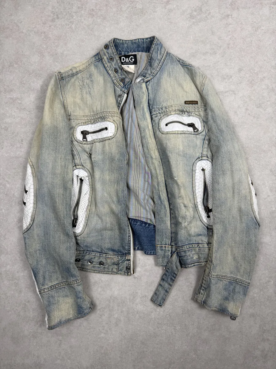 SS2005 Dolce & Gabbana Blue Apocalyptic Denim Jacket - Image 7