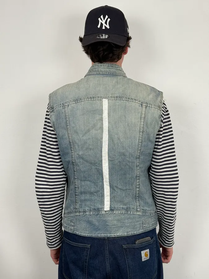 SS2005 Dolce & Gabbana Blue & White Snakeskin Effect Denim Vest Jacket - Image 3