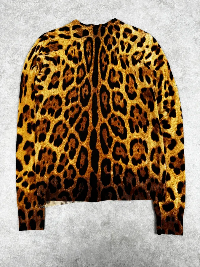 SS2005 Dolce & Gabbana Camel Leopard Cashmere Cardigan - Image 4