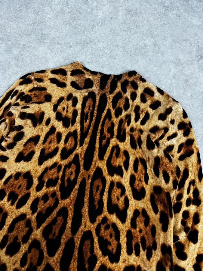 SS2005 Dolce & Gabbana Camel Leopard Cashmere Cardigan - Image 6