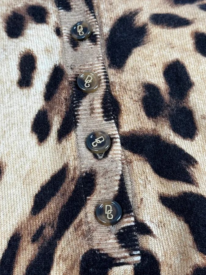 SS2005 Dolce & Gabbana Camel Leopard Cashmere Cardigan - Image 9