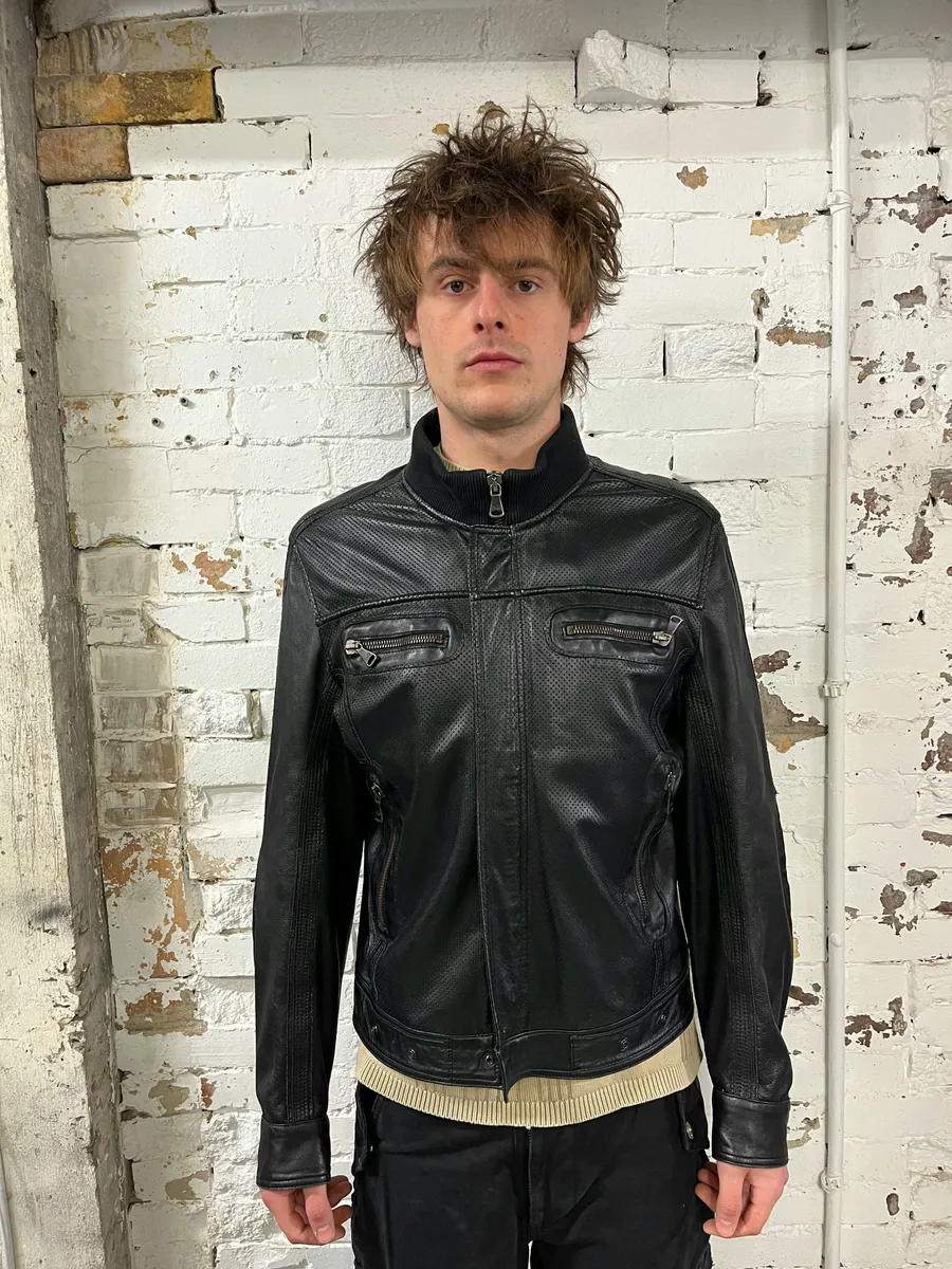 SS2005 Dolce & Gabbana Multi Pocket Black Leather Biker Jacket - Image 2