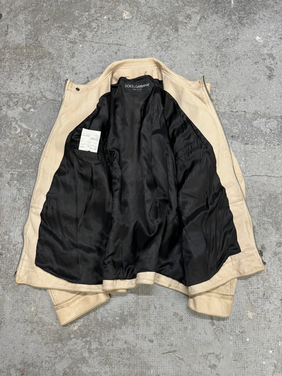 SS2005 Dolce & Gabbana Padded Goatskin Creamy Leather Archive Jacket - Image 8