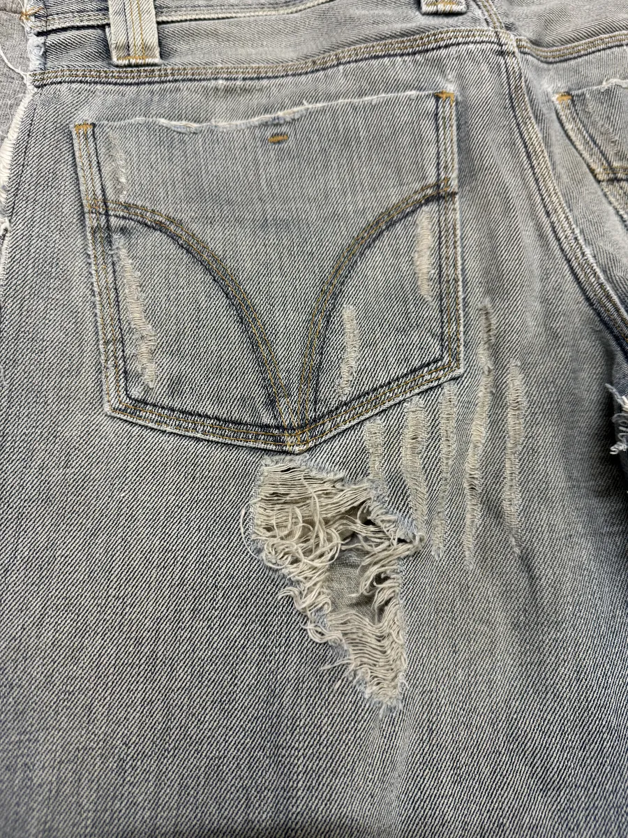 SS2005 Dolce & Gabbana Trompe L’oeil Hybrid Denim Cozy Grey Shorts - Image 6