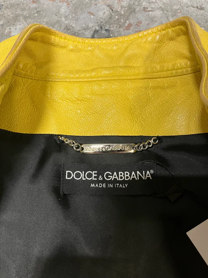 SS2005 Dolce & Gabbana Yellow Goat Leather Jacket - Image 7