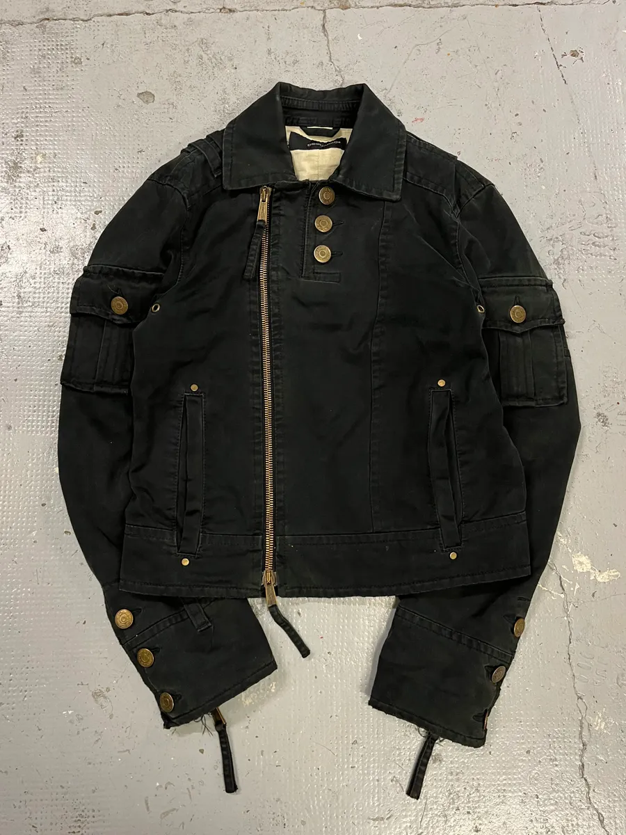 SS2005 Dsquared2 Asymmetrical Biker Black Jacket