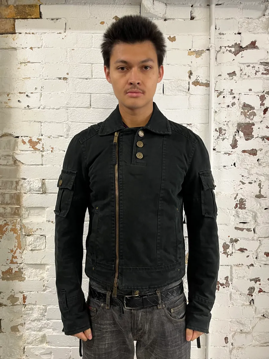 SS2005 Dsquared2 Asymmetrical Biker Black Jacket - Image 2