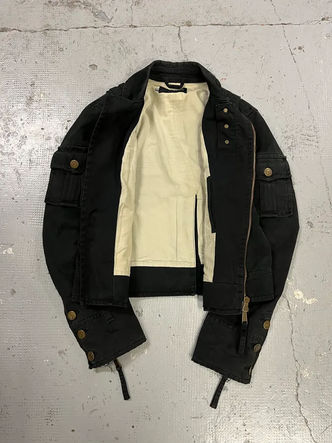 SS2005 Dsquared2 Asymmetrical Biker Black Jacket - Image 8