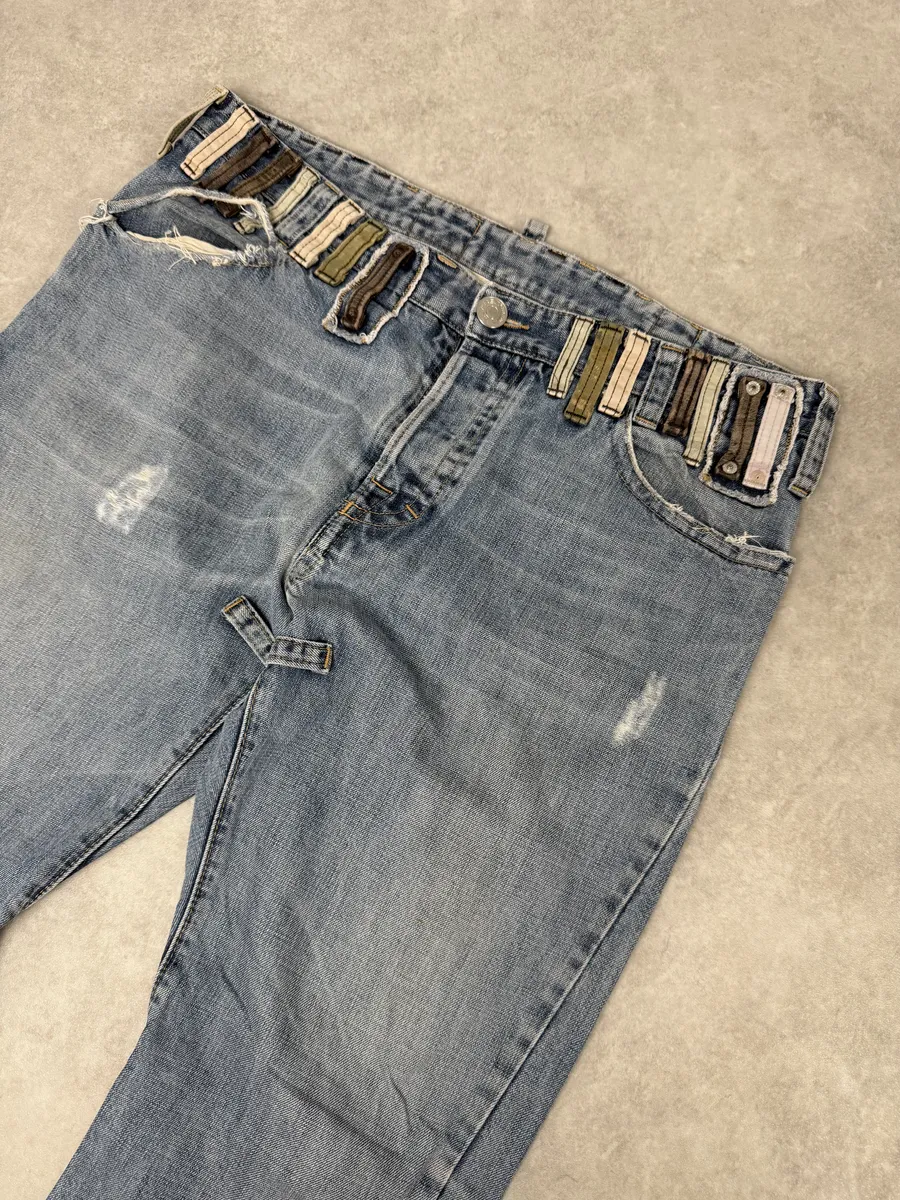 SS2005 Dsquared2 Multi Belt Loops Blue Slim Denim Jeans - Image 14