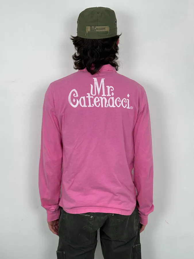 SS2005 Dsquared2 Pink «Mr Catenacci » Print Longsleeve Polo - Image 4