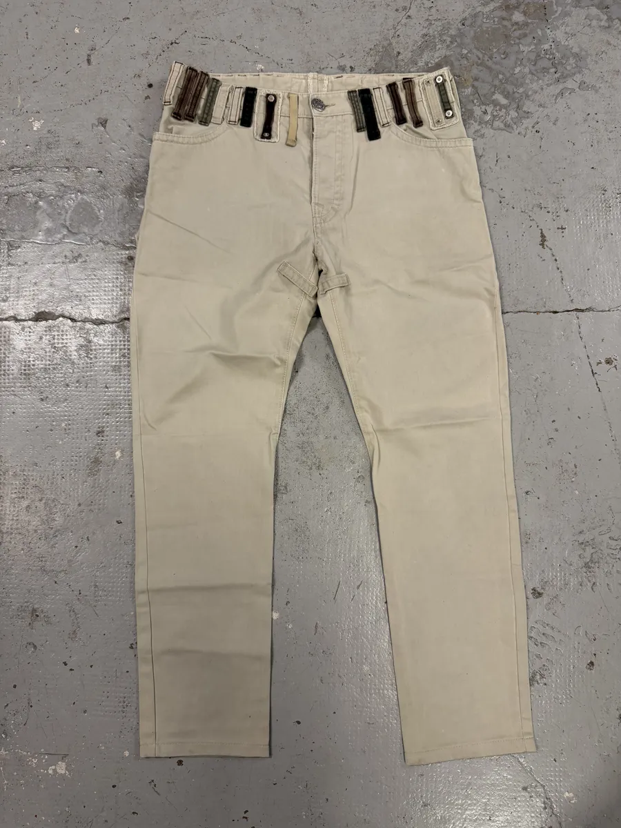 SS2005 Dsquared2 White Multi Belt Loops Pants