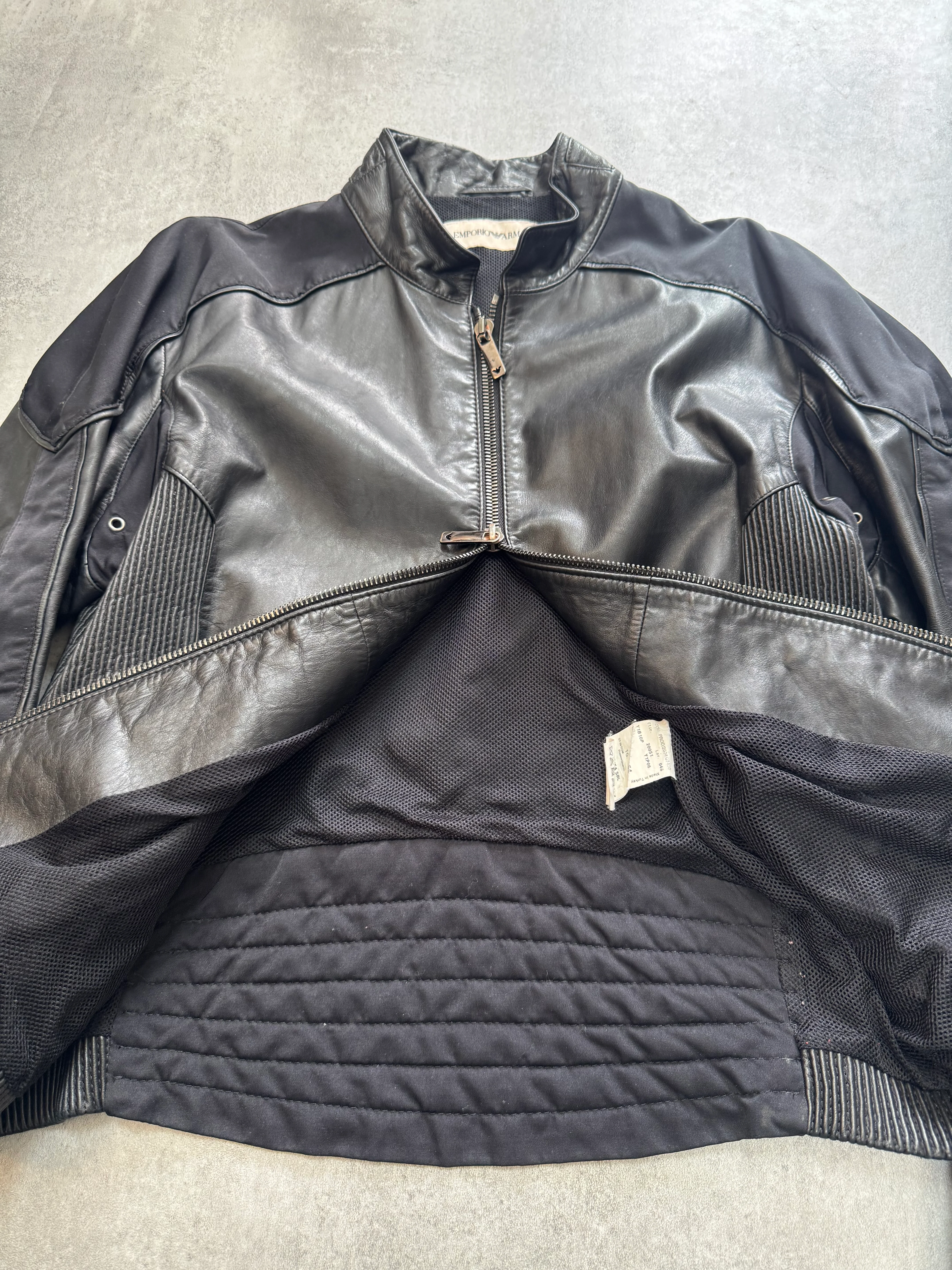 SS2005 Emporio Armani Technical Hybrid Leather Jacket - Image 3