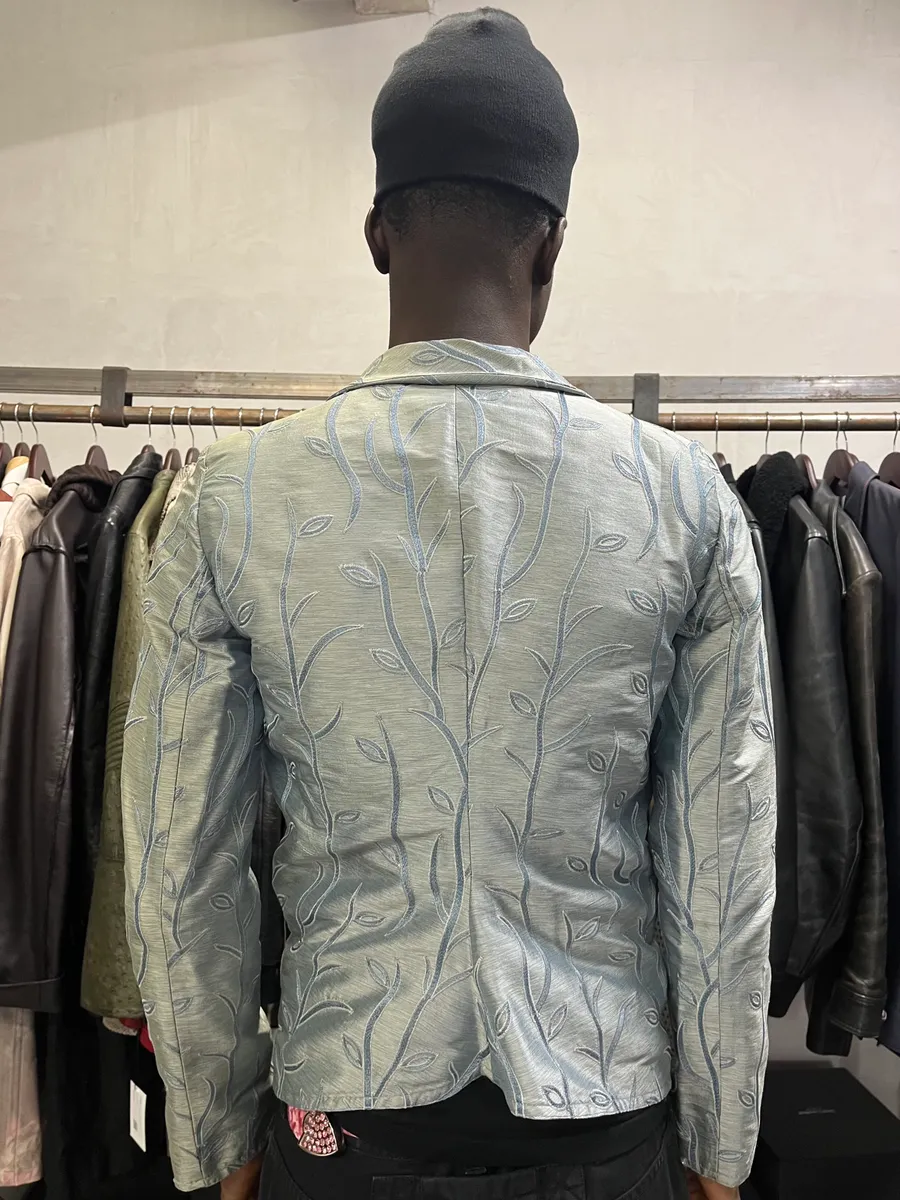 SS2005 Emporio Armani Tree Branches Blue Silver Suit Jacket - Image 3