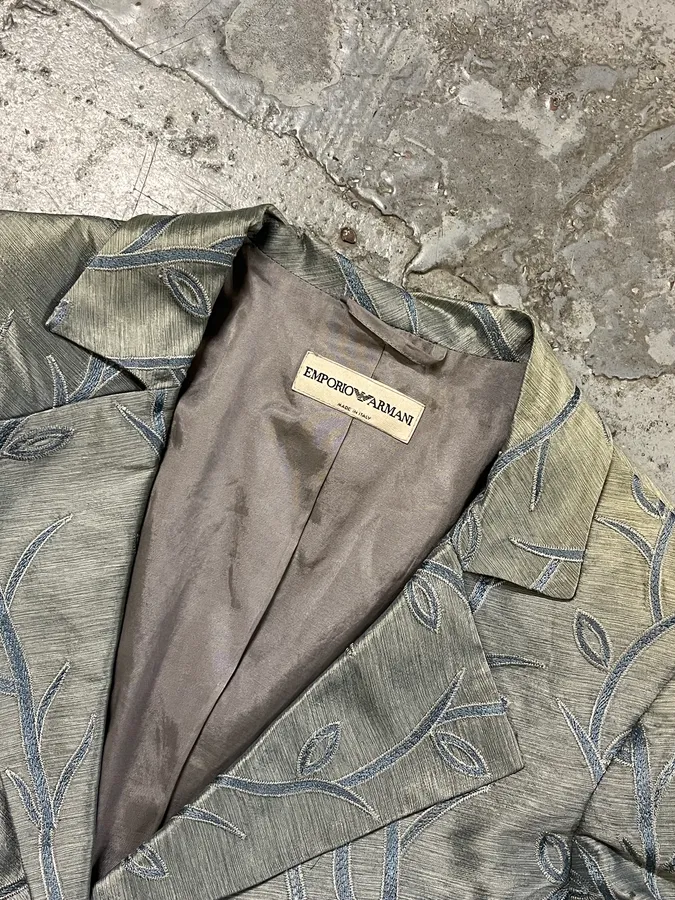 SS2005 Emporio Armani Tree Branches Blue Silver Suit Jacket - Image 4