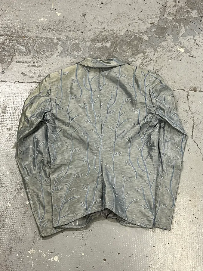 SS2005 Emporio Armani Tree Branches Blue Silver Suit Jacket - Image 5