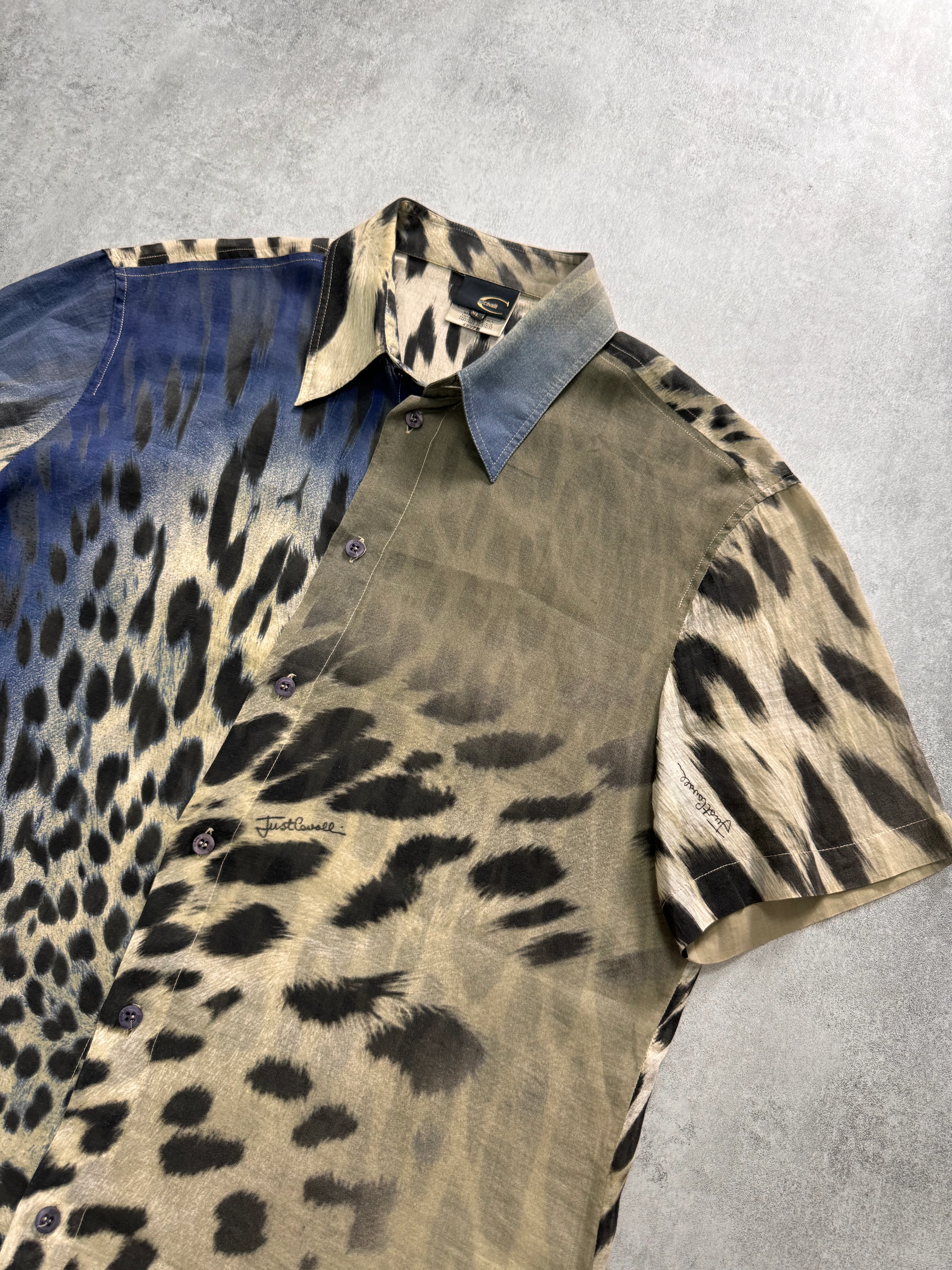 SS2005 Just Cavalli Leopard Ocean Gradient Shirt - Image 3