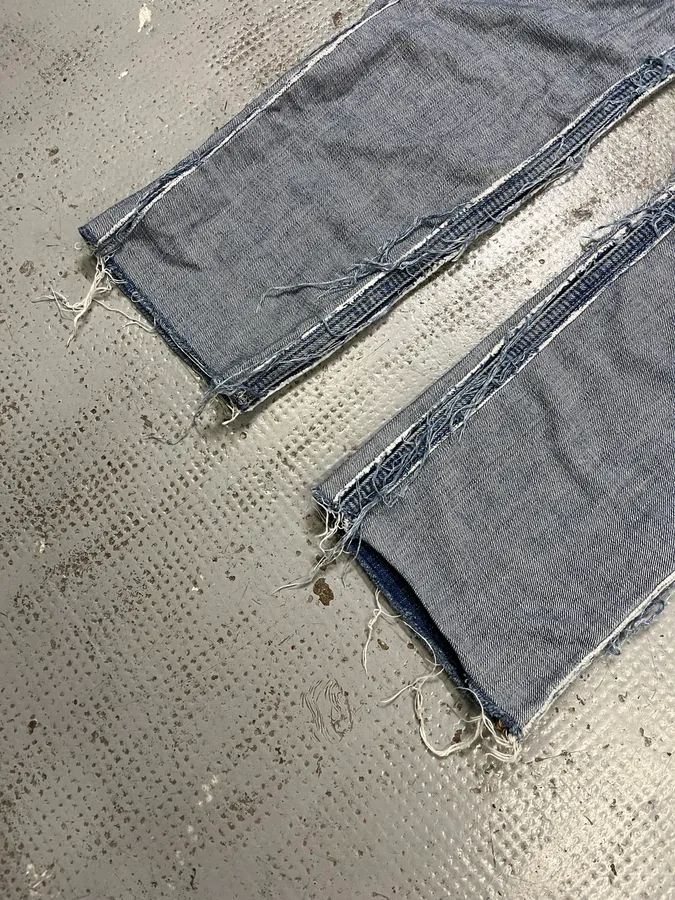 SS2005 Maison Margiela H&M Reissue Blue Distressed Denim Jeans - Image 6