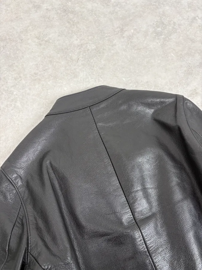 SS2005 Maison Martin Margiela Black 5 Zip Biker Leather Jacket - Image 10