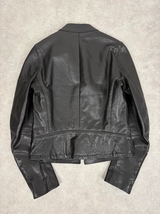 SS2005 Maison Martin Margiela Black 5 Zip Biker Leather Jacket - Image 6