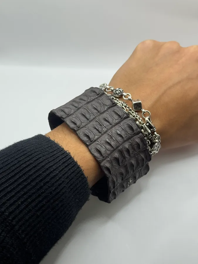 SS2005 Roberto Cavalli Raw Crocodile Leather Bracelet - Image 2