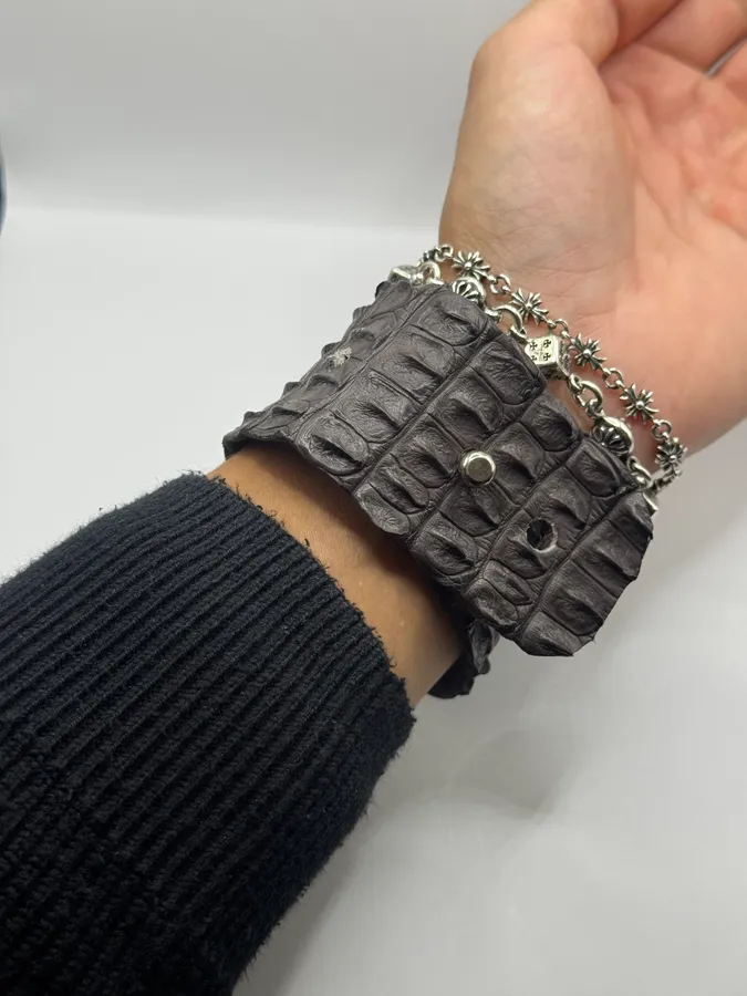 SS2005 Roberto Cavalli Raw Crocodile Leather Bracelet - Image 4