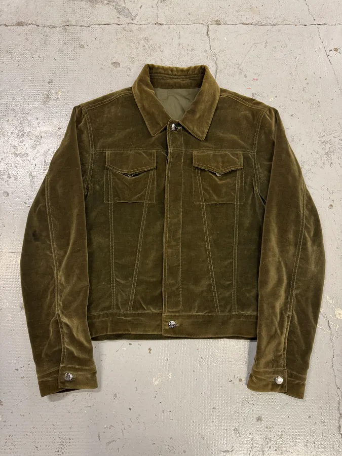 SS2005 Yves Saint Laurent Khaki Velvet Trucker Jacket