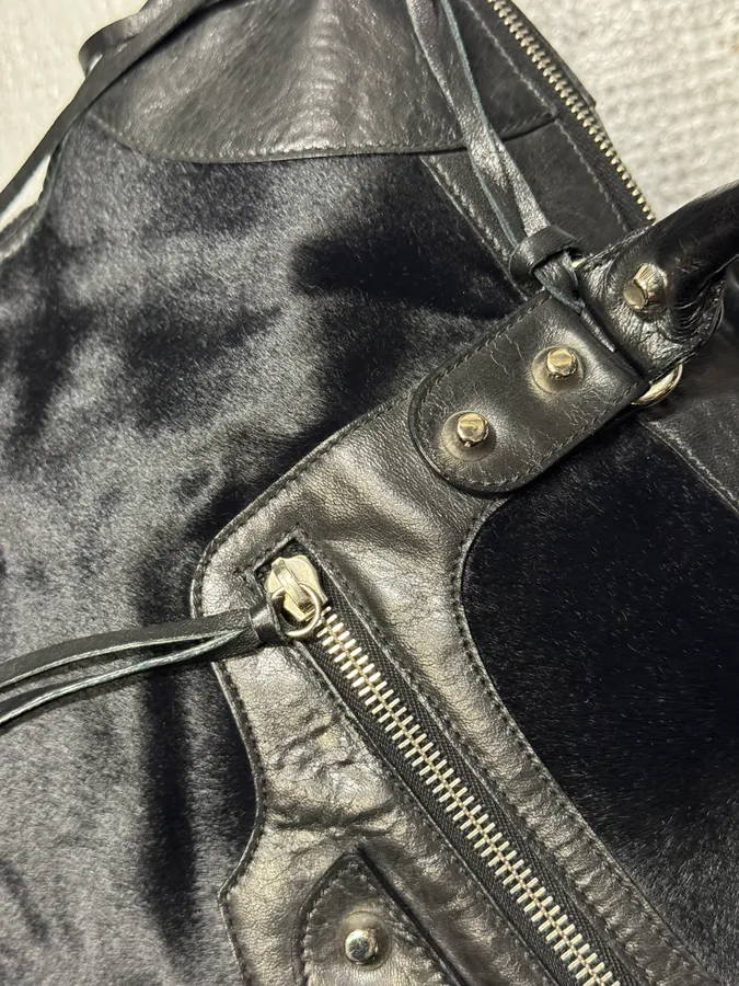 SS2006 Balenciaga City Black Pony Hair Leather Handle Bag - Image 8