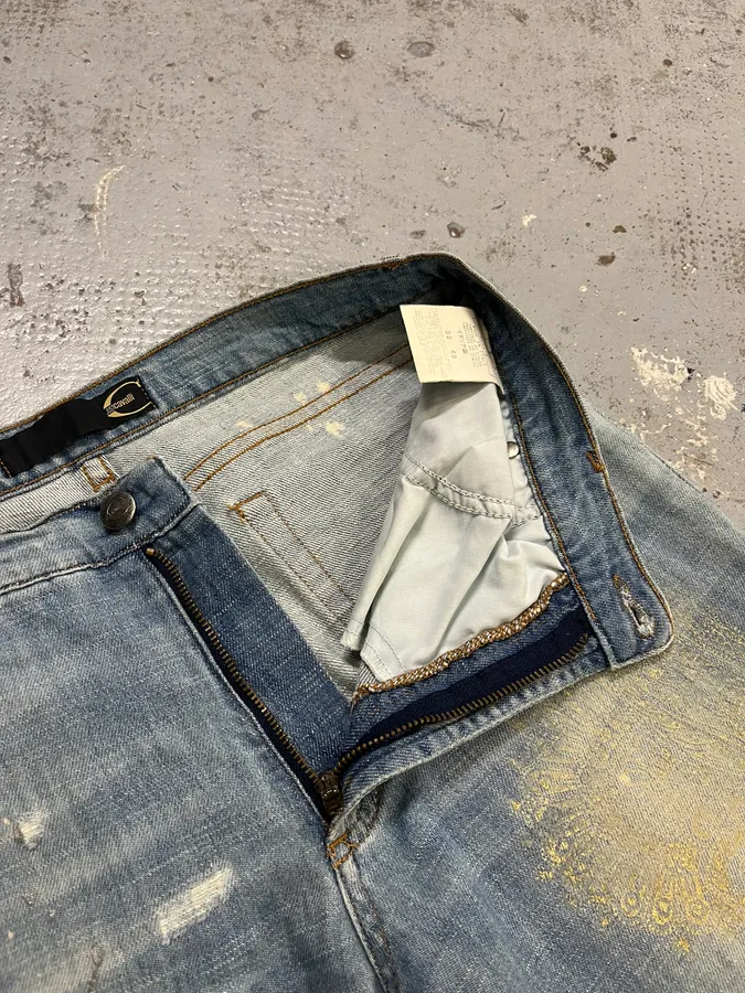 SS2006 Cavalli Gold Embellished Light Blue Distressed Jeans - Image 11
