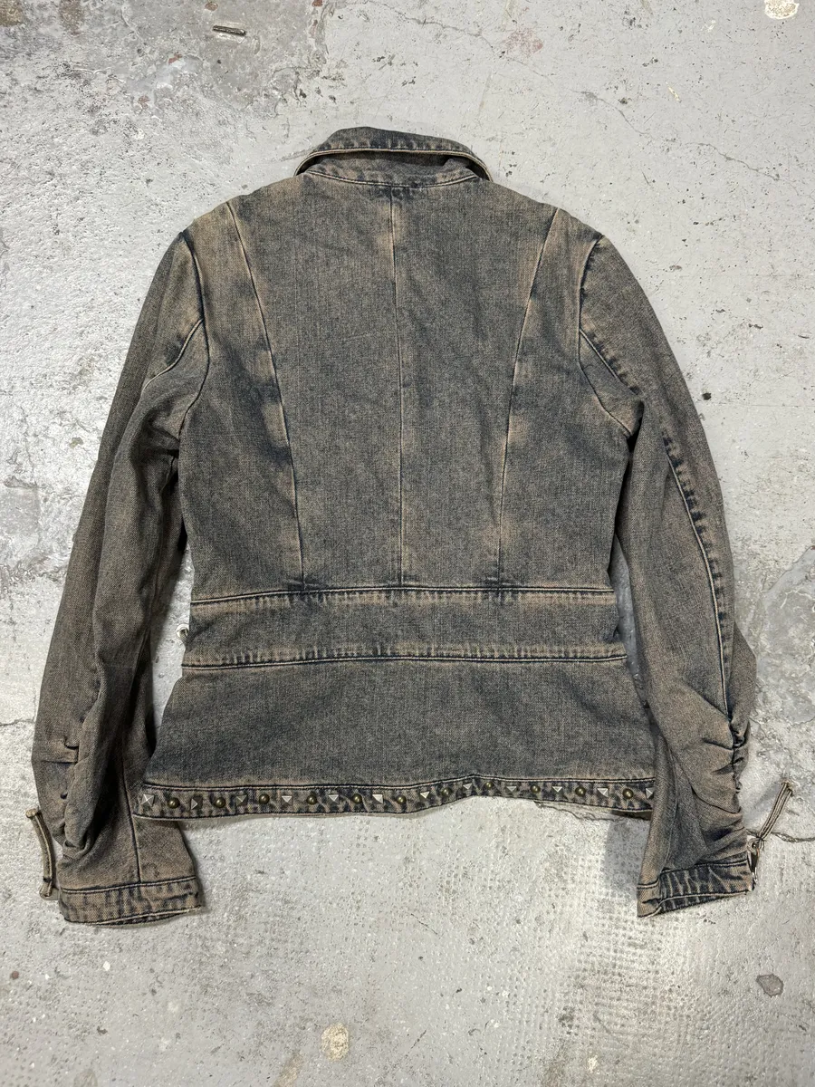 SS2006 Cavalli Pleats Studded Blue Denim Jacket - Image 2