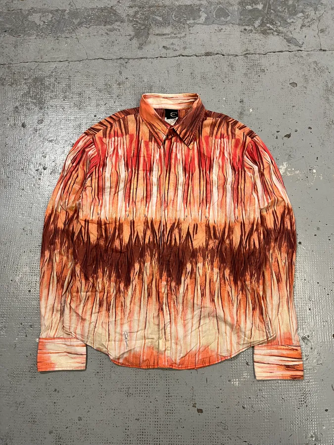 SS2006 Cavalli Tie-Dye Striped Orange Shirt - Image 4
