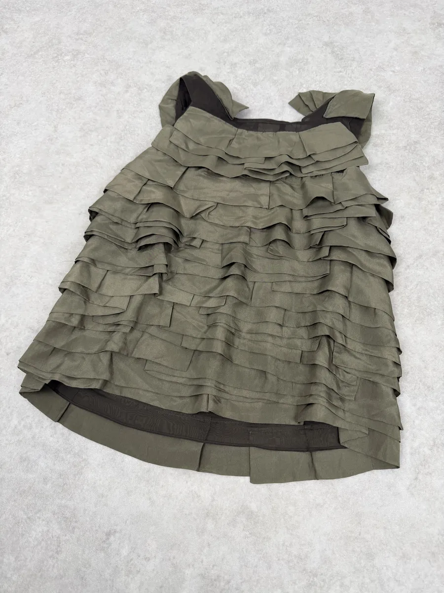 SS2006 Chloé Khaki Green Relief Silk Tank Top - Image 4