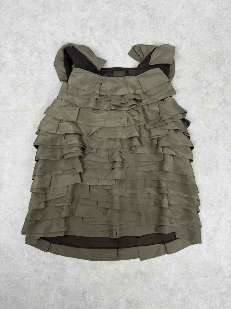 SS2006 Chloé Khaki Green Relief Silk Tank Top - Image 5