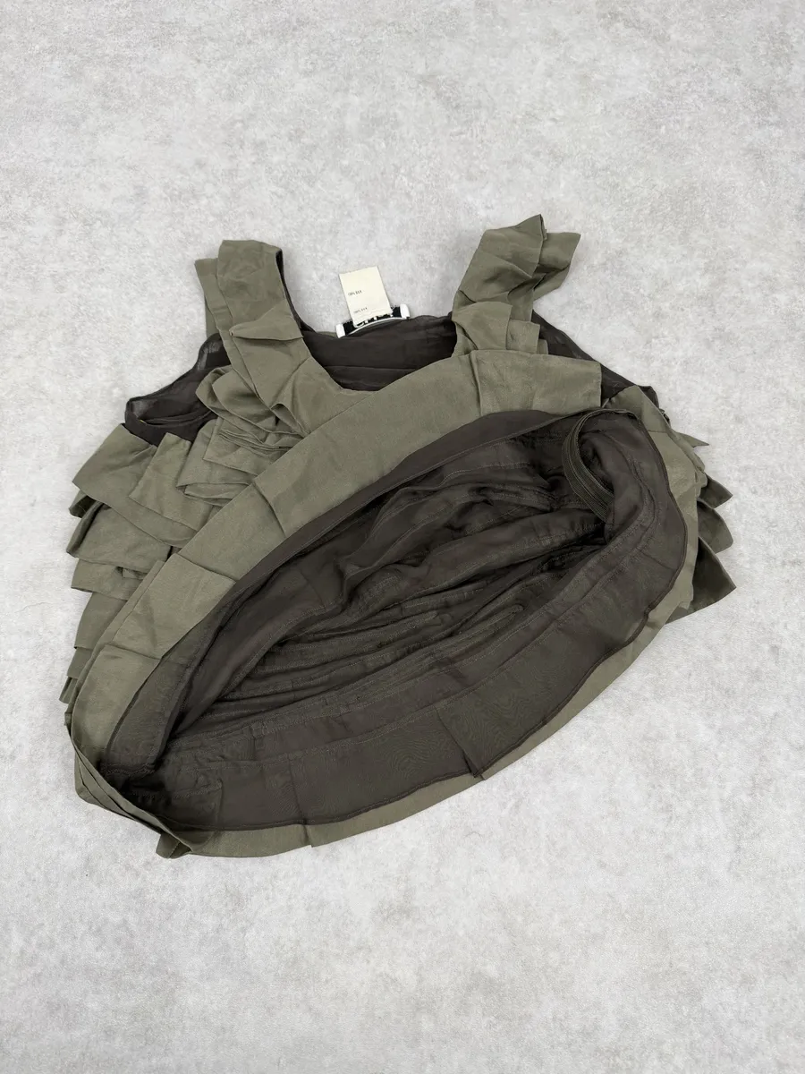 SS2006 Chloé Khaki Green Relief Silk Tank Top - Image 6