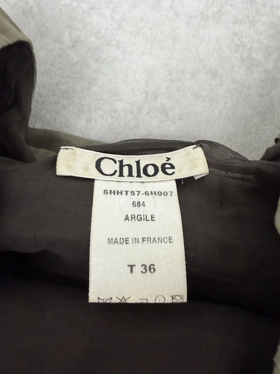 SS2006 Chloé Khaki Green Relief Silk Tank Top - Image 8