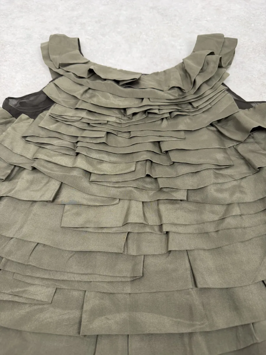 SS2006 Chloé Khaki Green Relief Silk Tank Top - Image 9
