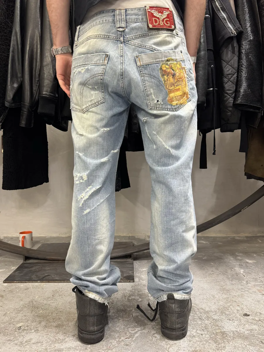 SS2006 Dolce & Gabbaba Blue Faded Denim Jeans - Image 3
