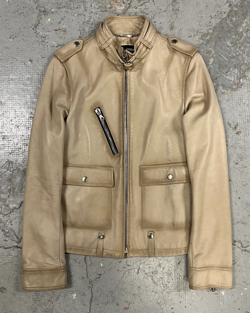 SS2006 Dolce & Gabbana Beige Leather Jacket