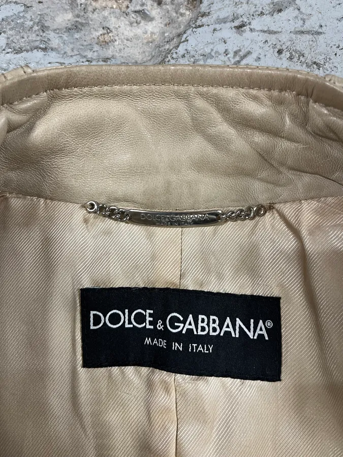 SS2006 Dolce & Gabbana Beige Leather Jacket - Image 10