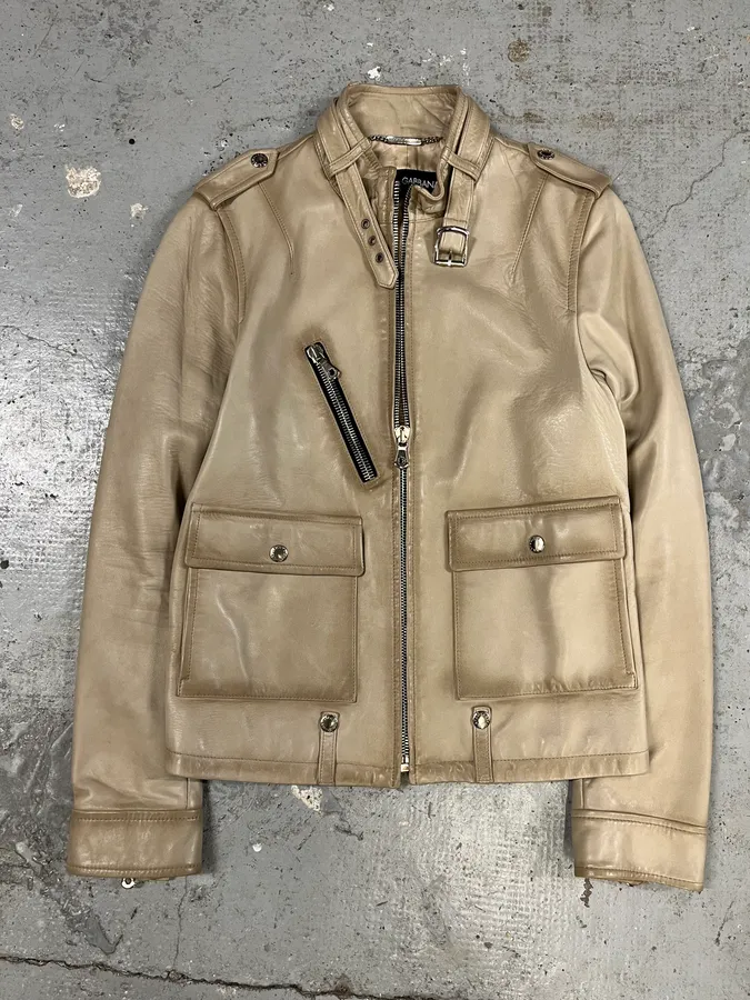SS2006 Dolce & Gabbana Beige Leather Jacket - Image 8