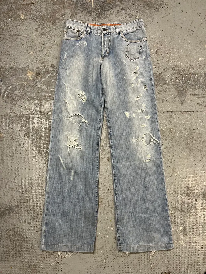 SS2006 Dolce & Gabbana Blue Denim Rebel Jeans - Image 2